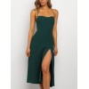 Retro shoulder strap side slit suspender dress HF2704-01-01