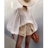 Versatile white shirt with lantern sleeves HF2302-03-02